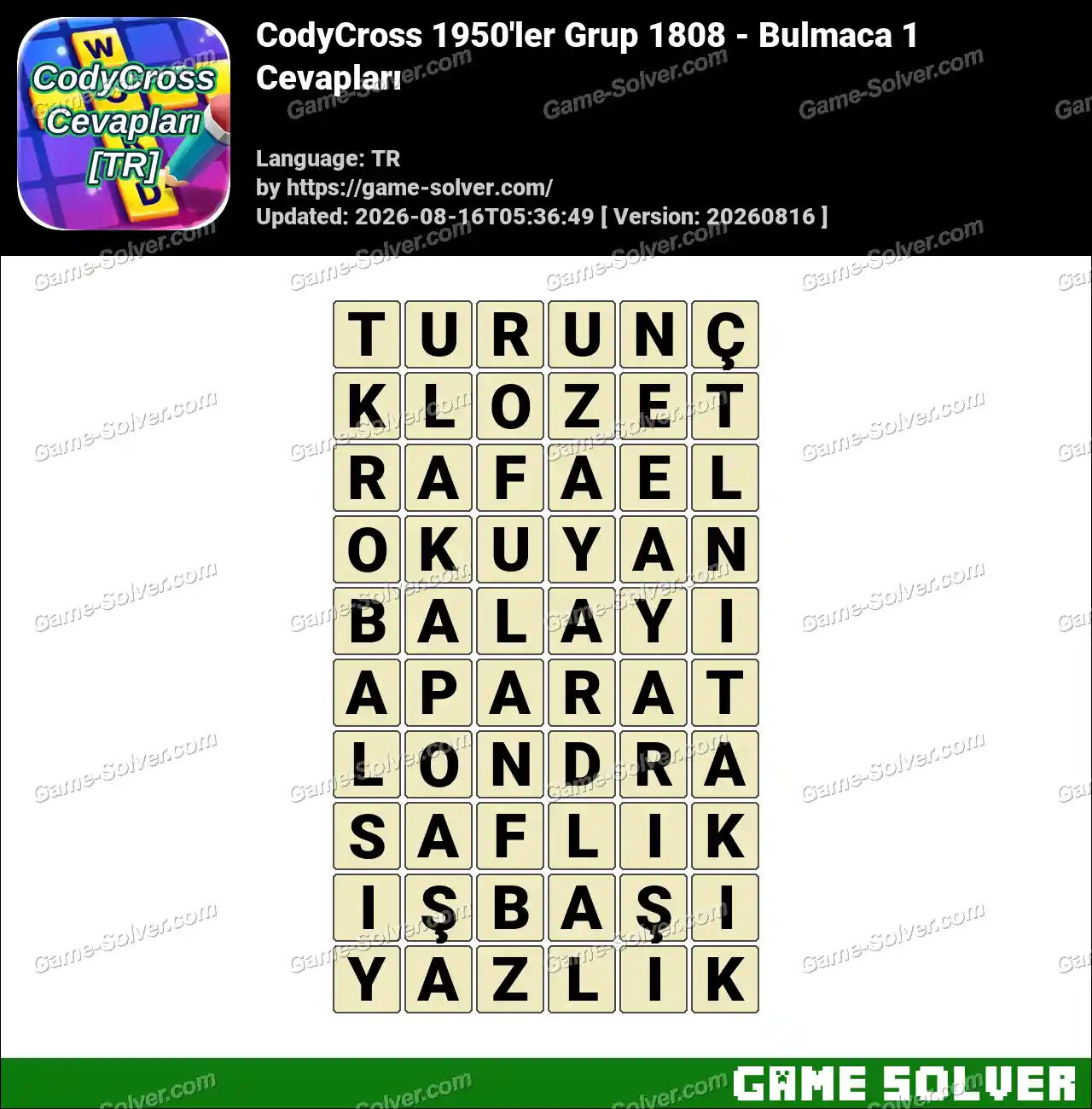 CodyCross 1950’ler Grup 1808 – Bulmaca 1 Cevapları